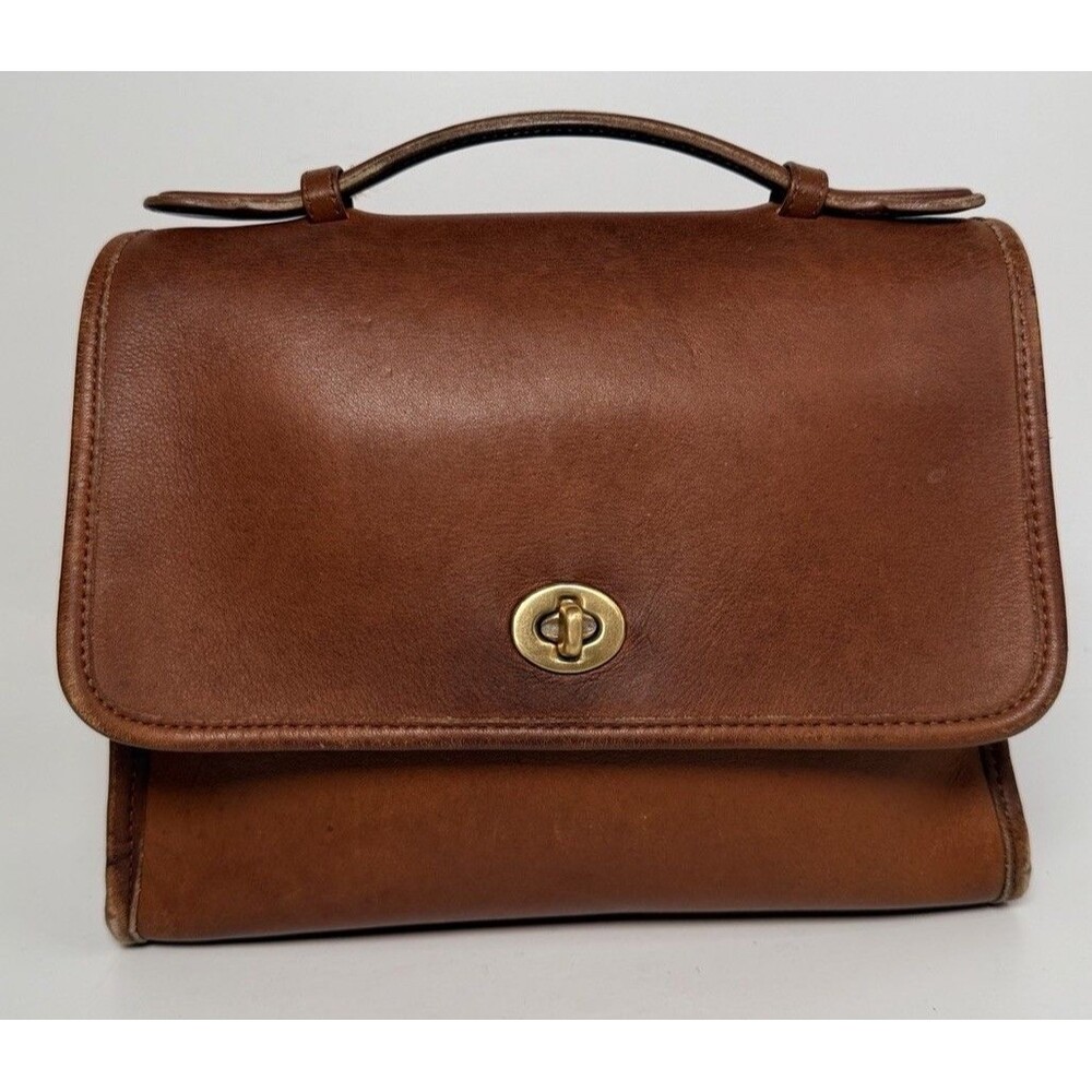 Vtg Coach Court Bag Brown Turnlock Leather British Tan USA Crossbody NoStrap/Tag